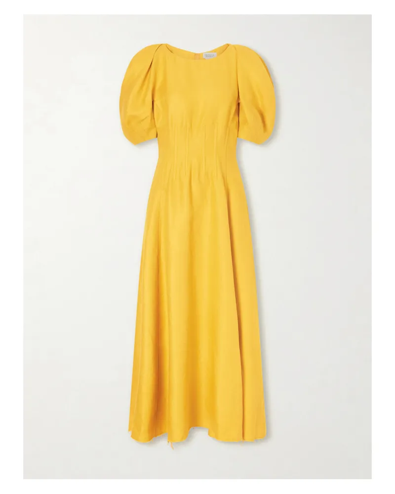Gabriela Hearst Ranya Linen Midi Dress - Yellow Yellow