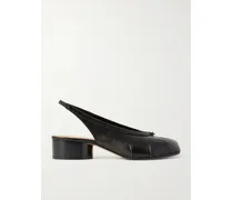 Tabi Split-toe Leather Slingback Pumps - Black