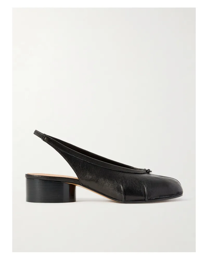 Maison Margiela Tabi Split-toe Leather Slingback Pumps - Black Black