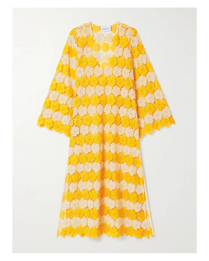 Miguelina Arelis Kaftan Aus Guipure-spitze Aus Baumwolle - Gelb Gelb