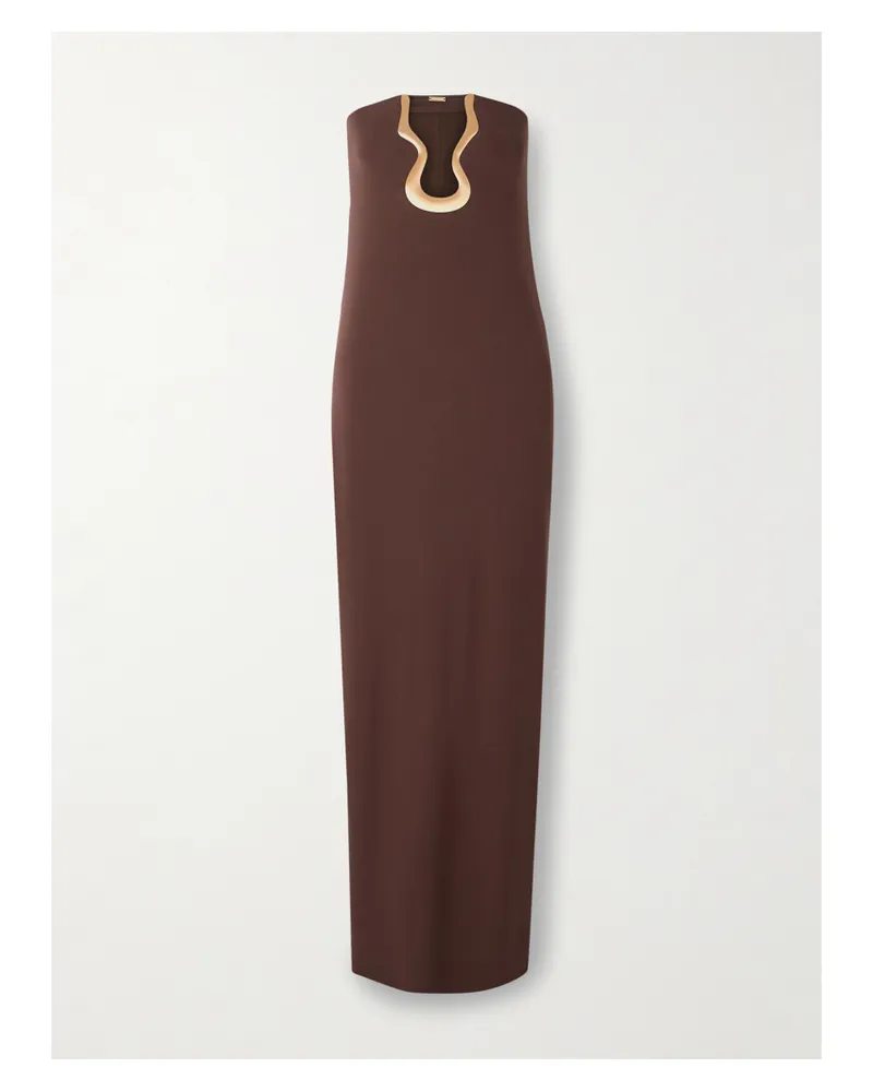 Cult Gaia Abril Trägerloses Maxikleid Aus Stretch-crêpe Mit Verzierung - Braun Braun