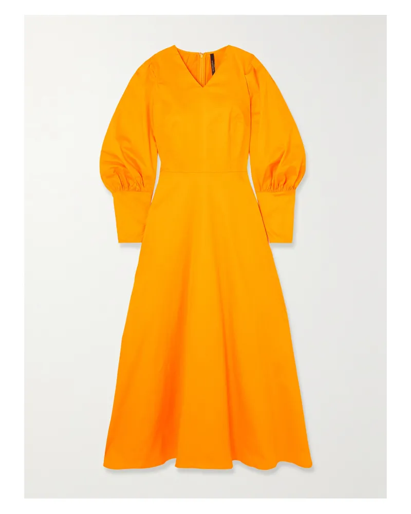 Mother of Pearl Rebecca Midikleid Aus Einer Baumwollmischung Mit Raffungen - Gelb Gelb