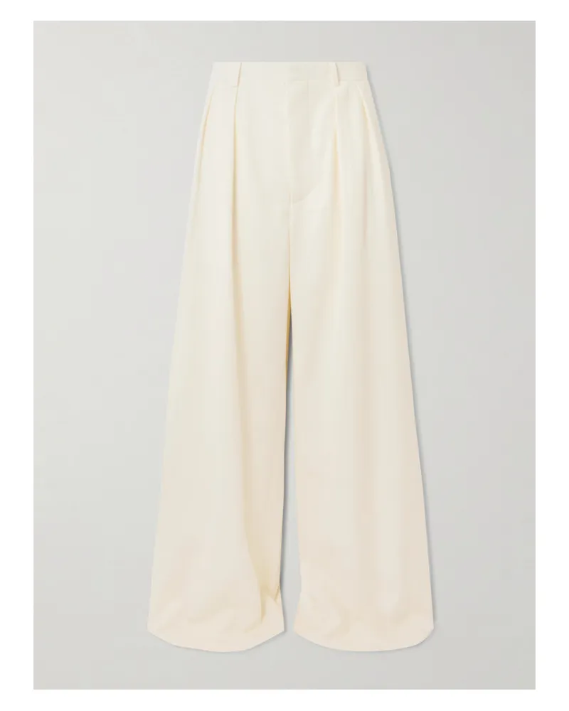 WARDROBE.NYC Hose Mit Weitem Bein Aus Woll-twill Mit Bundfalten - Wollweiß Wollweiß