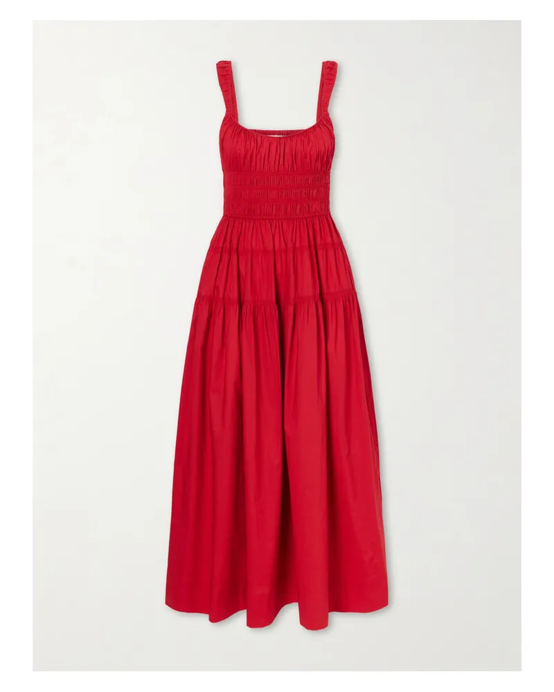 DÔEN Clover Organic Cotton-poplin Midi Dress - Red Red