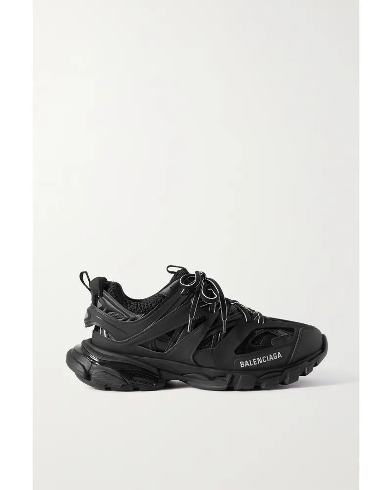 Balenciaga Track Logo-detailed Mesh And Rubber Sneakers - Black Black