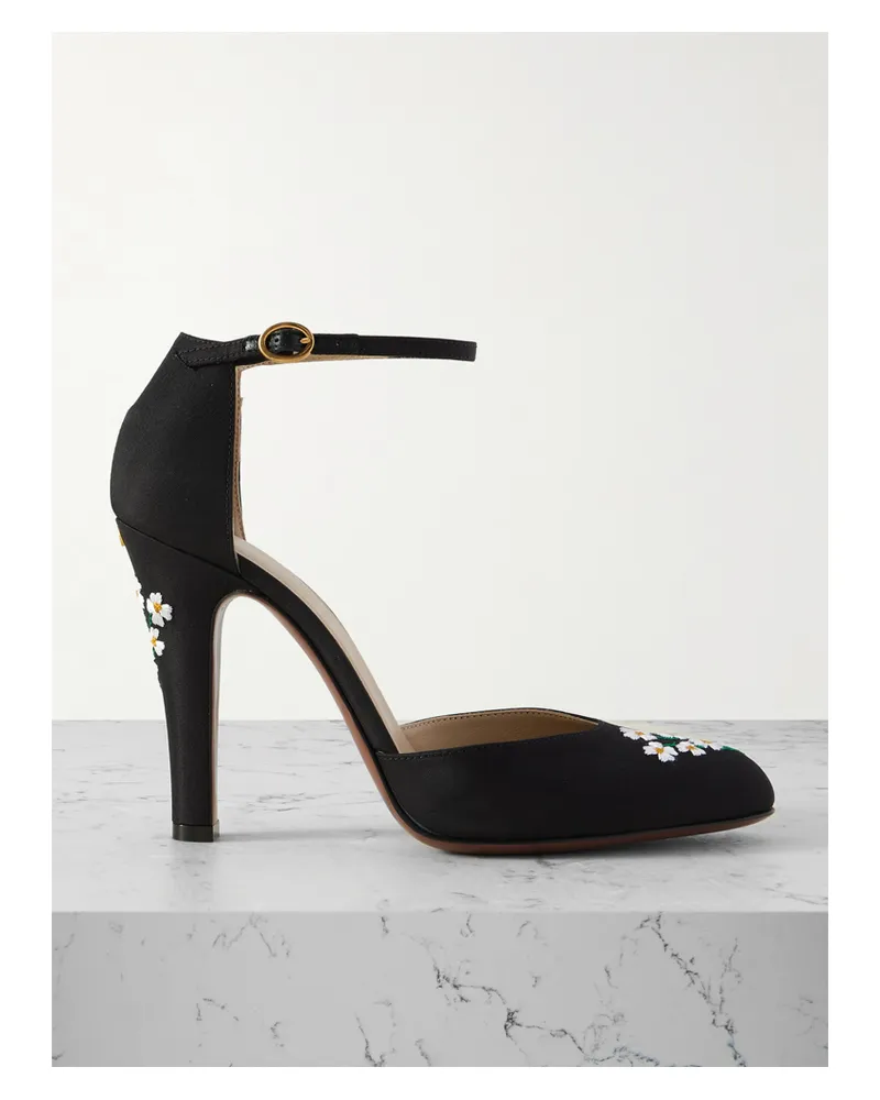 Valentino Garavani Dolly 105 Pumps Aus Shantung Mit Stickereien - Schwarz Schwarz