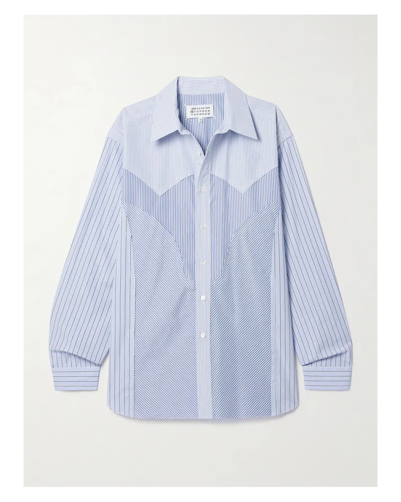 Maison Margiela Hemd Aus Gestreifter Baumwollpopeline - Blau Blau
