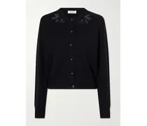 Embellished Merino Wool Cardigan - Black