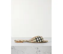 Checked Linen Slides - Neutrals