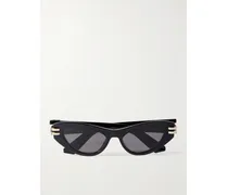 Cdior B1u Cat-eye Acetate And Gold-tone Sunglasses - Black