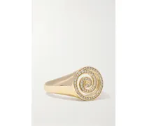 Spiral Siegelring aus 14 Karat  mit Diamanten