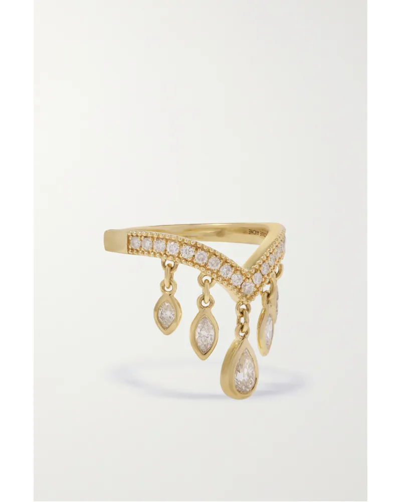 Jacquie Aiche Teardrop Ring aus 14 Karat  mit Diamanten Gold