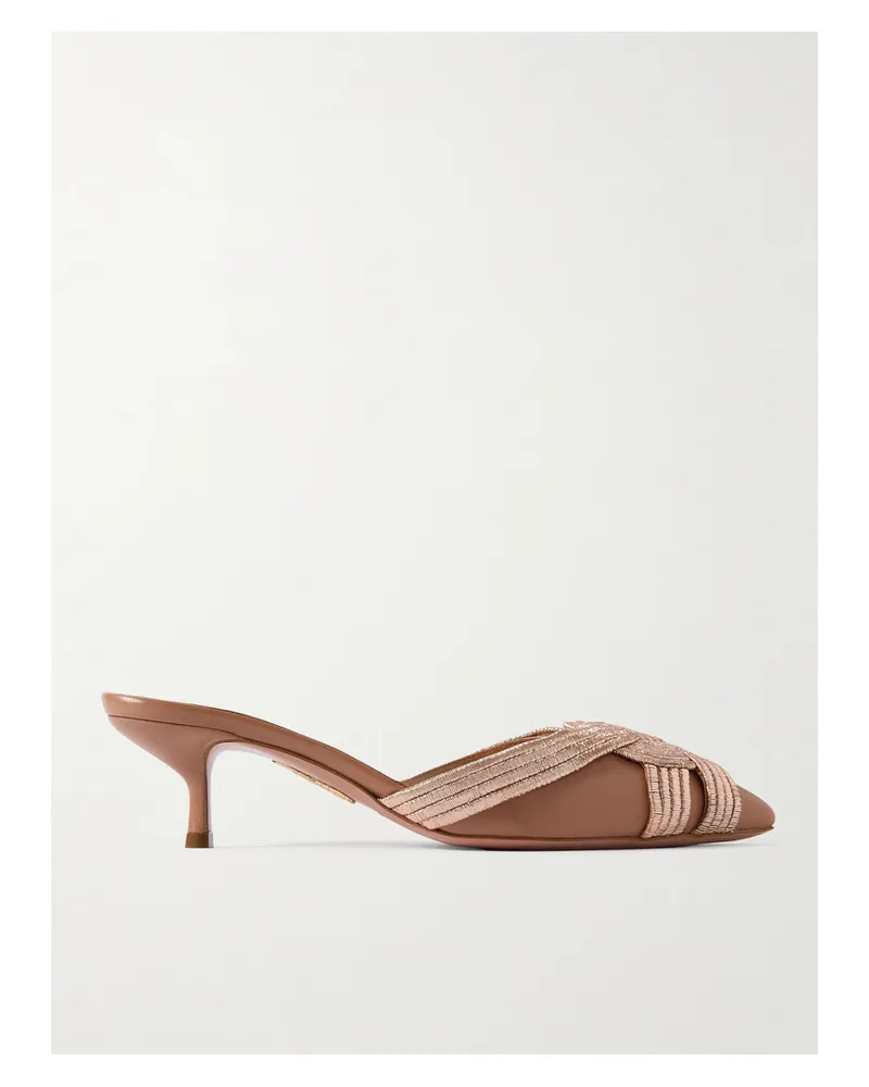 Aquazzura Felix 50 Mules Aus Metallic-leder - Pink Pink