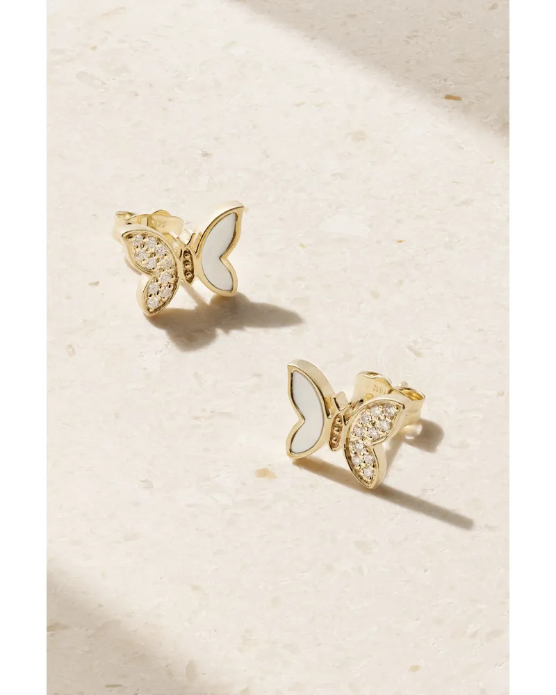 Sydney Evan Tiny Butterfly Ohrstecker aus 14 Karat Gold