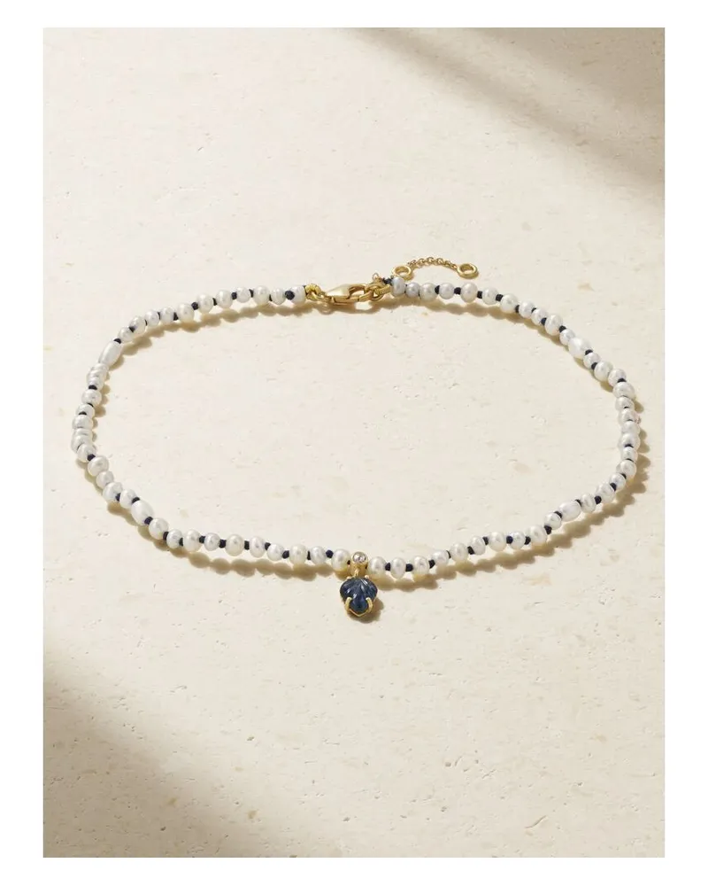 Amrapali Fußkettchen Aus Kordel Mit Mehreren Steinen Und Details Aus 18 Karat Gold - Blau Blau