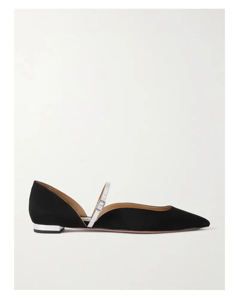 Aquazzura Bellezza Mary-jane-ballerinas aus Ripsband Schwarz