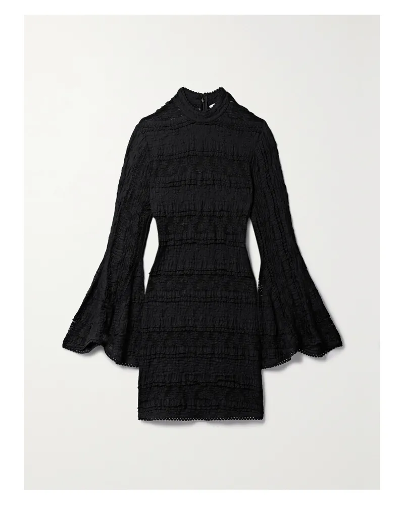 Charo Ruiz Adara Minikleid Aus Lochstrick - Schwarz Schwarz
