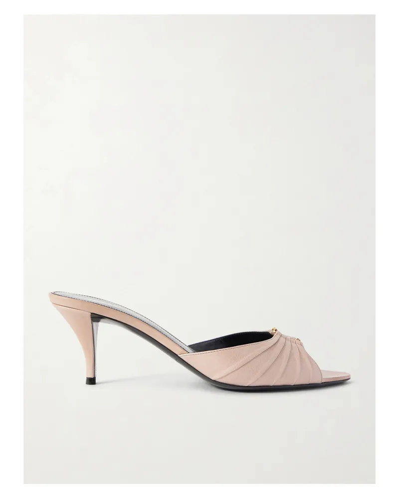 Saint Laurent Babylone Embellished Gathered Leather Mules - Brown Brown