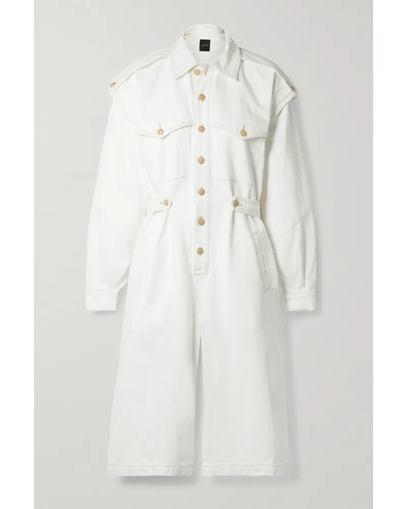 Goldsign  Cullotte Verkürzter Jumpsuit Aus Denim - Weiß Weiß