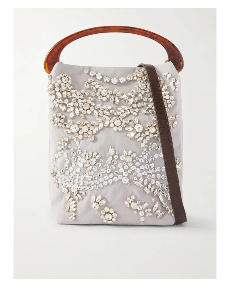 Dries van Noten Crystal-embellished Woven Shoulder Bag - Gray Gray