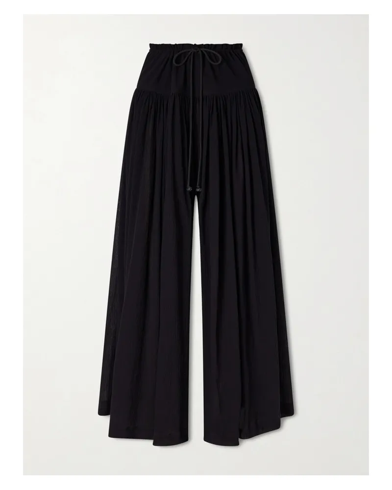 The Row Berenice Hose Mit Weitem Bein Aus Baumwolle Mit Falten - Schwarz Schwarz