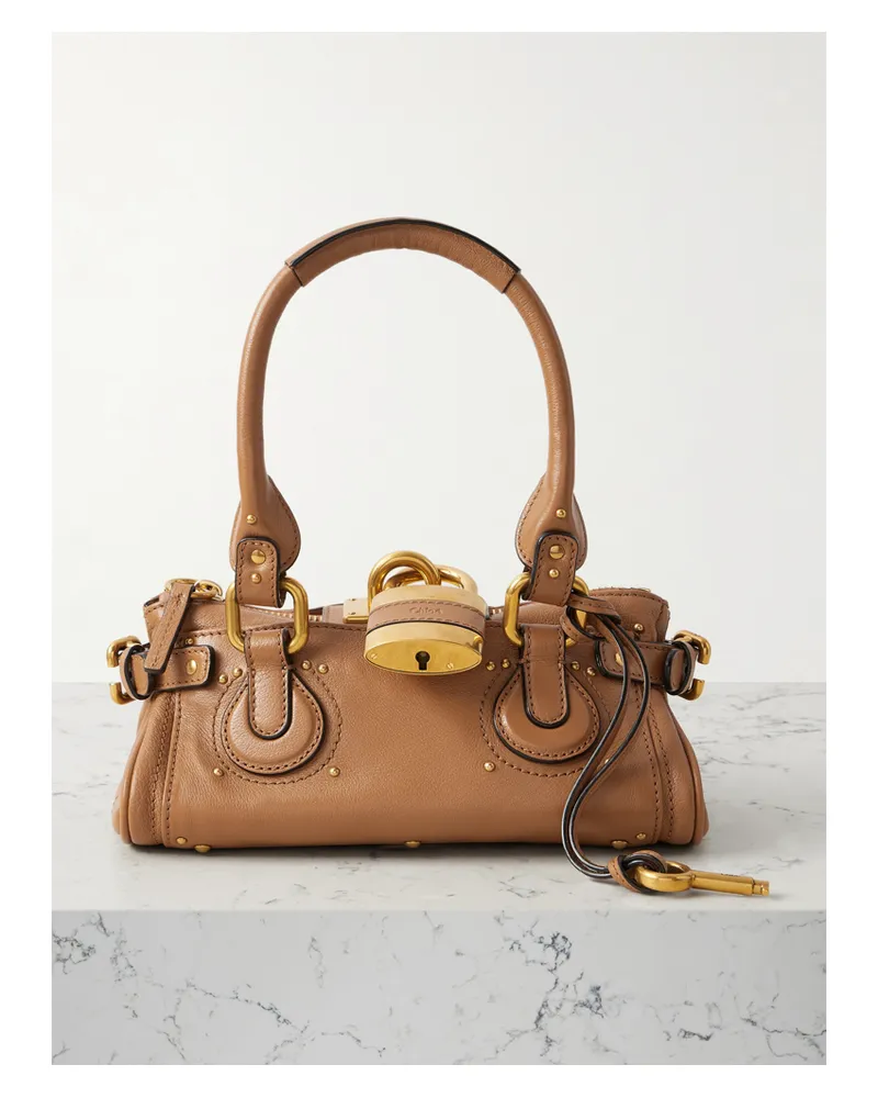 Chloé Paddington Embellished Leather Tote - Brown Brown