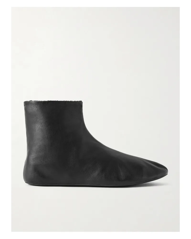 The Row Stella Ankle Boots Aus Leder Und Shearling - Schwarz Schwarz