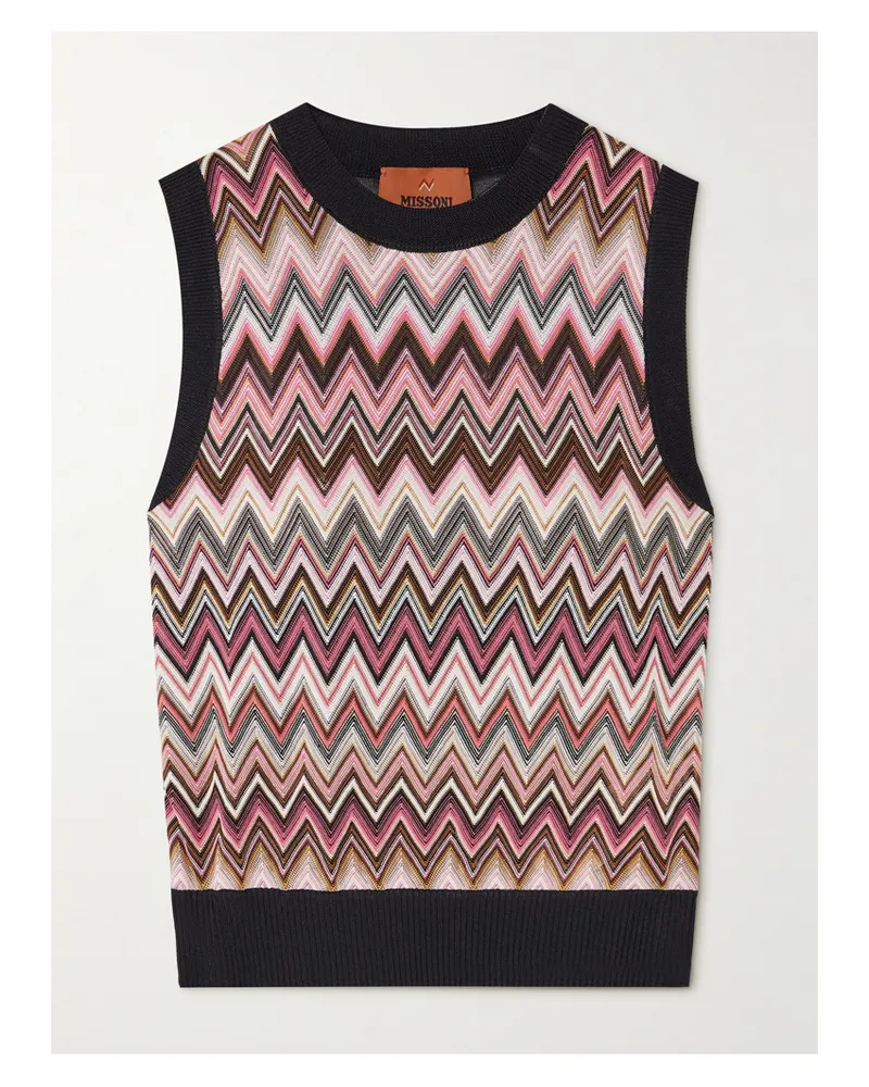 Missoni Mare Striped Crochet-knit Vest - Burgundy Burgundy