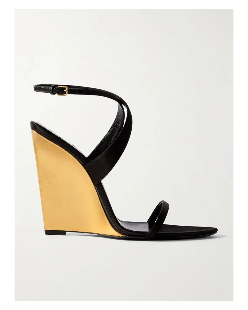 Saint Laurent Salome Wedges Aus Satin - Schwarz Schwarz
