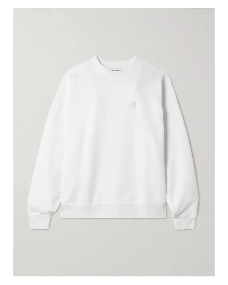 Anine Bing Miles Sweatshirt Aus Baumwoll-jersey Mit Stickerei - Weiß Weiß