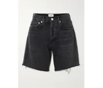 Marlow Frayed Denim Shorts - Black