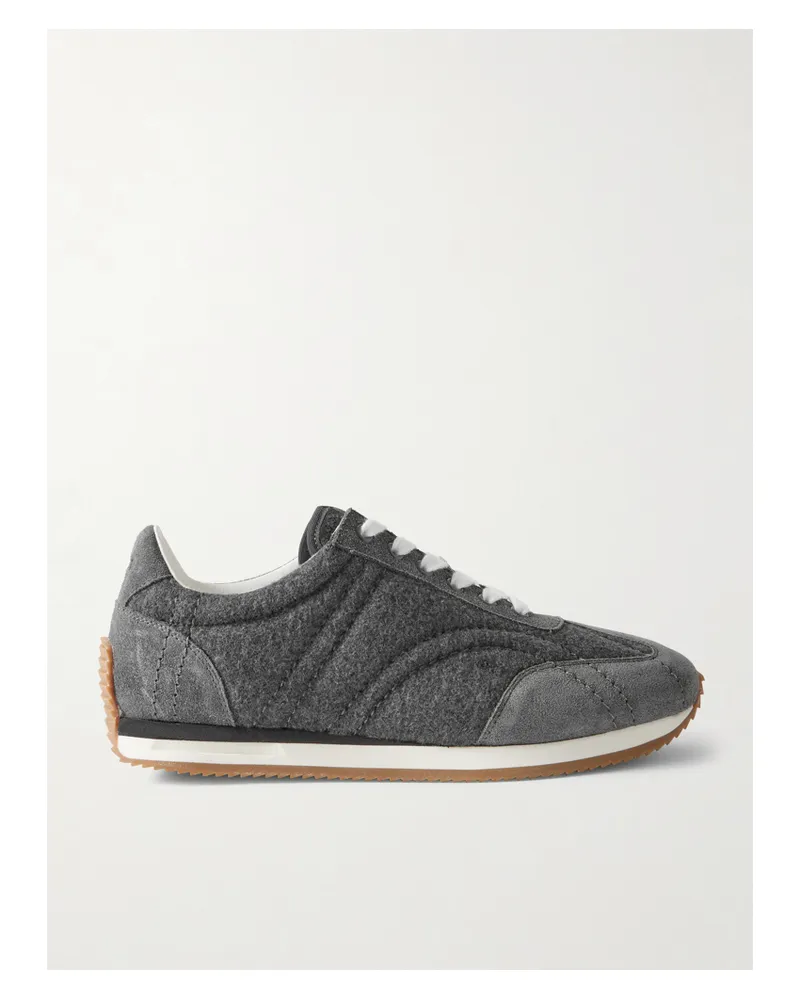 Totême Suede-trimmed Wool-flannel Sneakers - Gray Gray