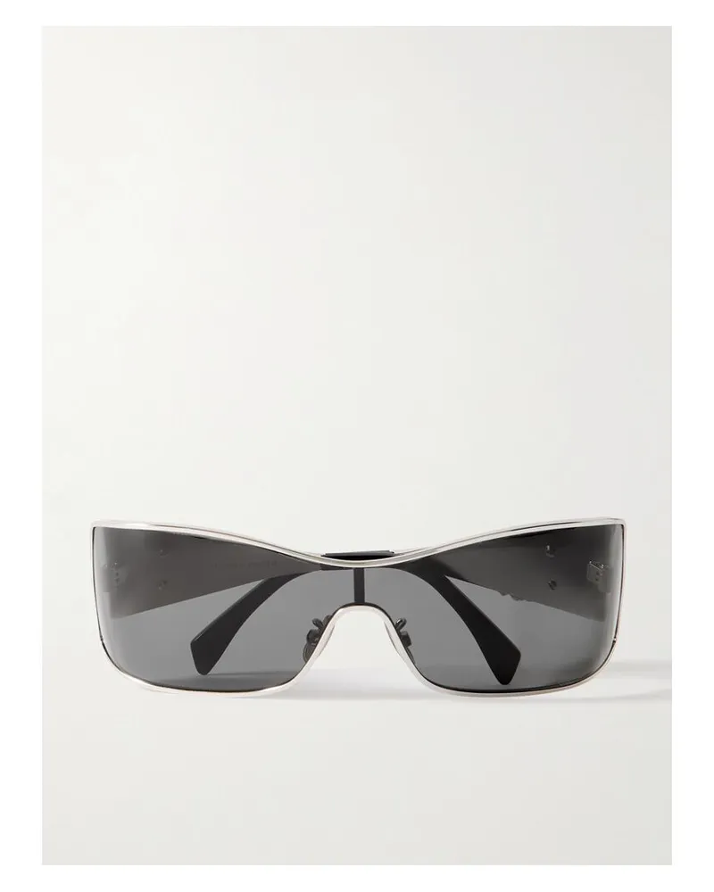 Celine Silberfarbene Sonnenbrille Mit Eckigem Rahmen Silber