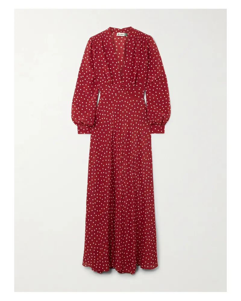 RIXO Emory Maxikleid Aus Crêpe De Chine Aus Seide Mit Punktemuster - Rot Rot