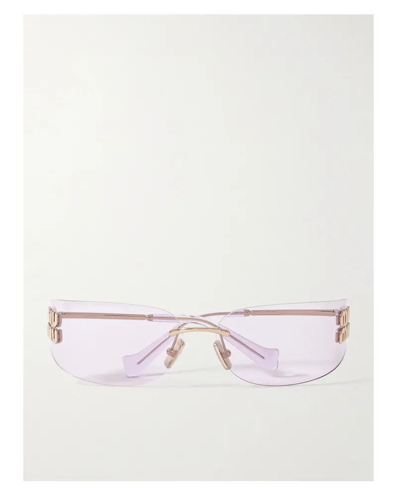 Miu Miu Rahmenlose Sonnenbrille Mit Goldfarbenen Details - Pink Pink