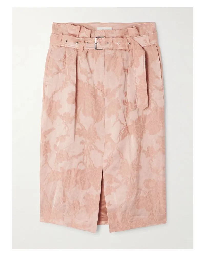 Dries van Noten Rock Aus Jacquard Aus Einer Leinenmischung Mit Gürtel Und Bundfalten - Pink Pink