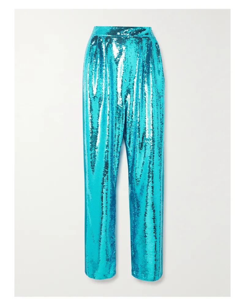 Tom Ford Hose Aus Tüll Mit Pailletten, Seidensatinbesatz Und Falten - Blau Blau