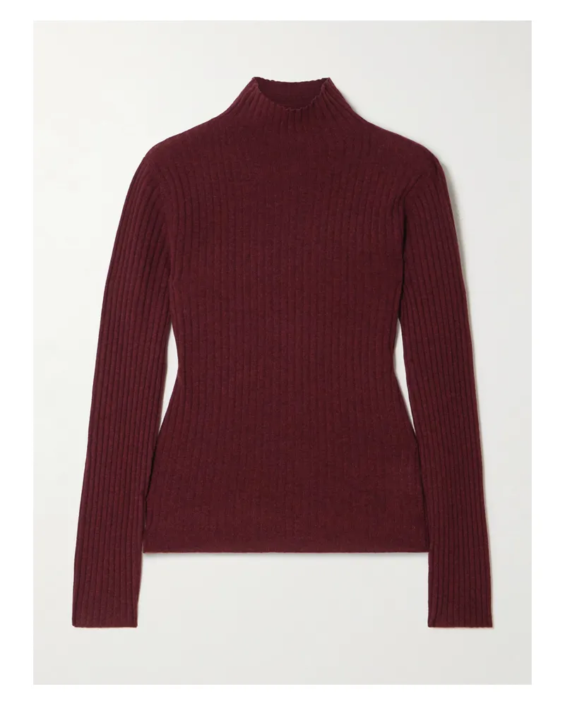 arch4 Ariana Ribbed Cashmere Turtleneck Sweater - Red Red