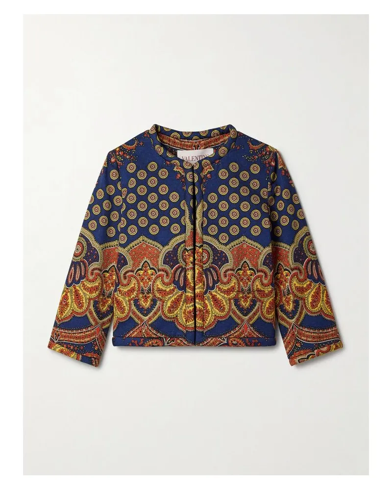 Valentino Garavani Jacke Aus Bedrucktem Baumwoll-twill - Blau Blau