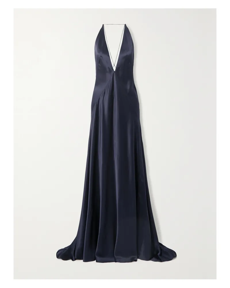 Michael Lo Sordo Alexandra Robe Aus Seidensatin Mit Rückenausschnitt - Blau Blau