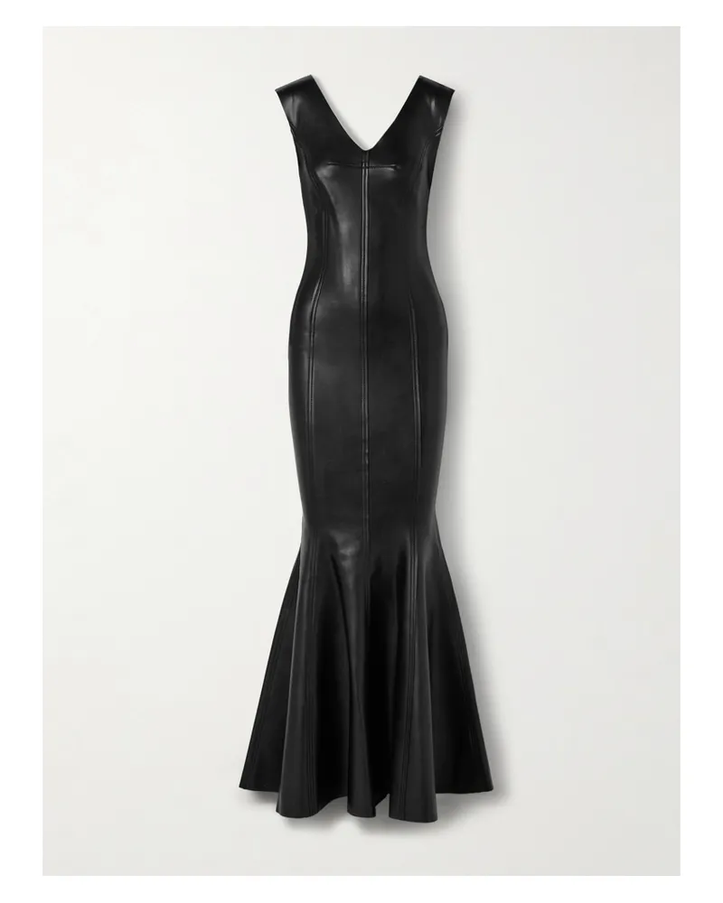 Norma Kamali Grace Paneled Vegan Gown - Black Black