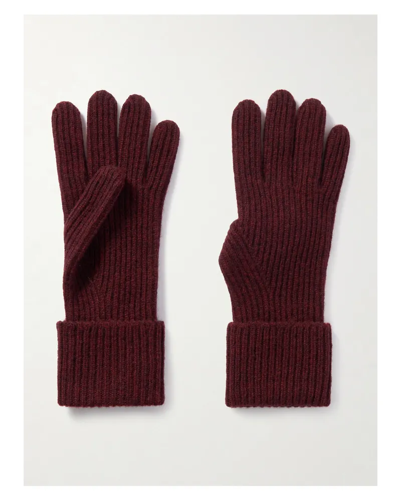arch4 Juliann Ribbed Cashmere Gloves - Burgundy Burgundy