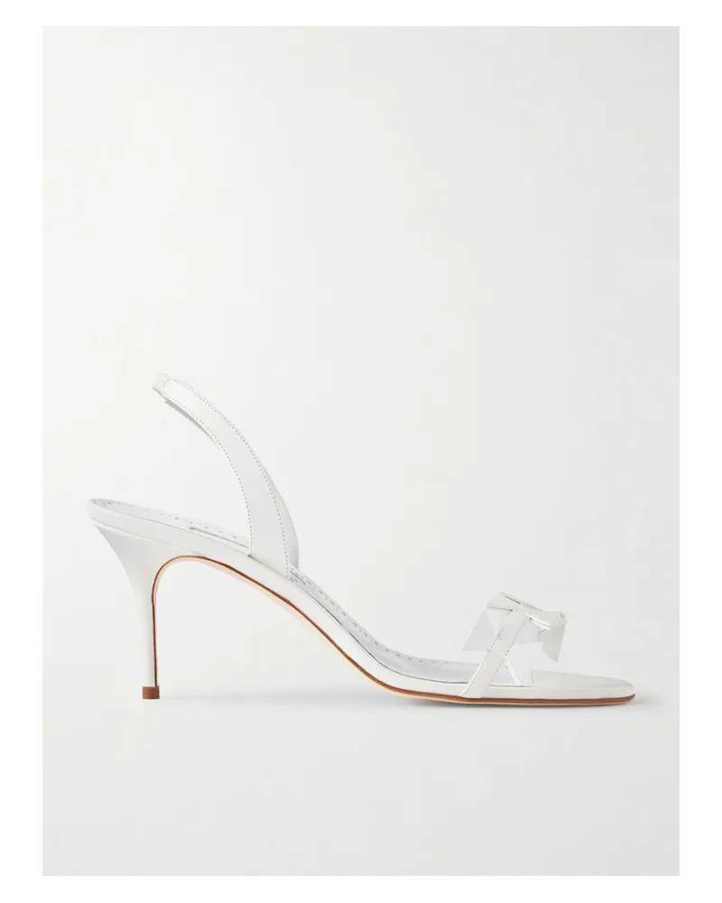 Manolo Blahnik Cigaurasli 70 Leather Slingback Sandals - White White