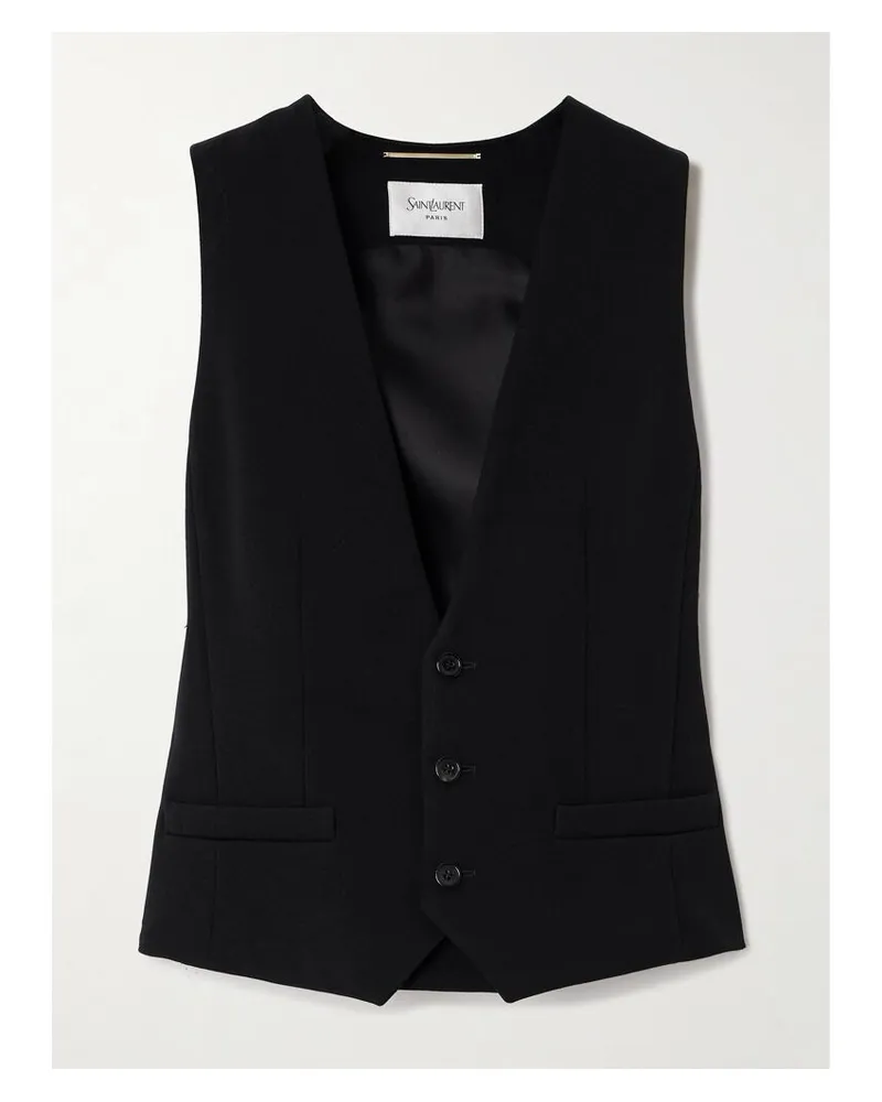 Saint Laurent Weste Aus Grain De Poudre Aus Wolle - Schwarz Schwarz
