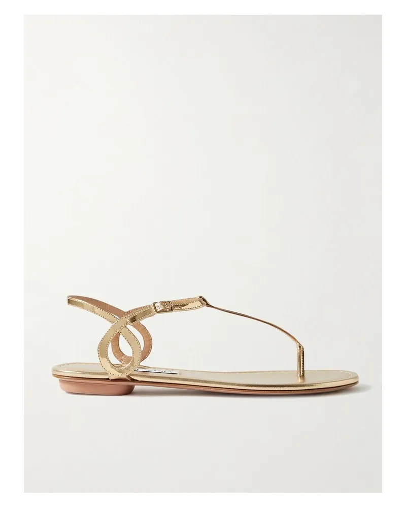 Aquazzura Almost Bare Zehensandalen Aus Metallic-leder - Gold Gold