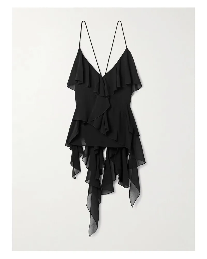 Aje. Valentine Tanktop Aus Crêpe Mit Rüschen - Schwarz Schwarz