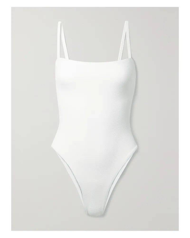 Matteau Petite Square Recycled-seersucker Swimsuit - White White