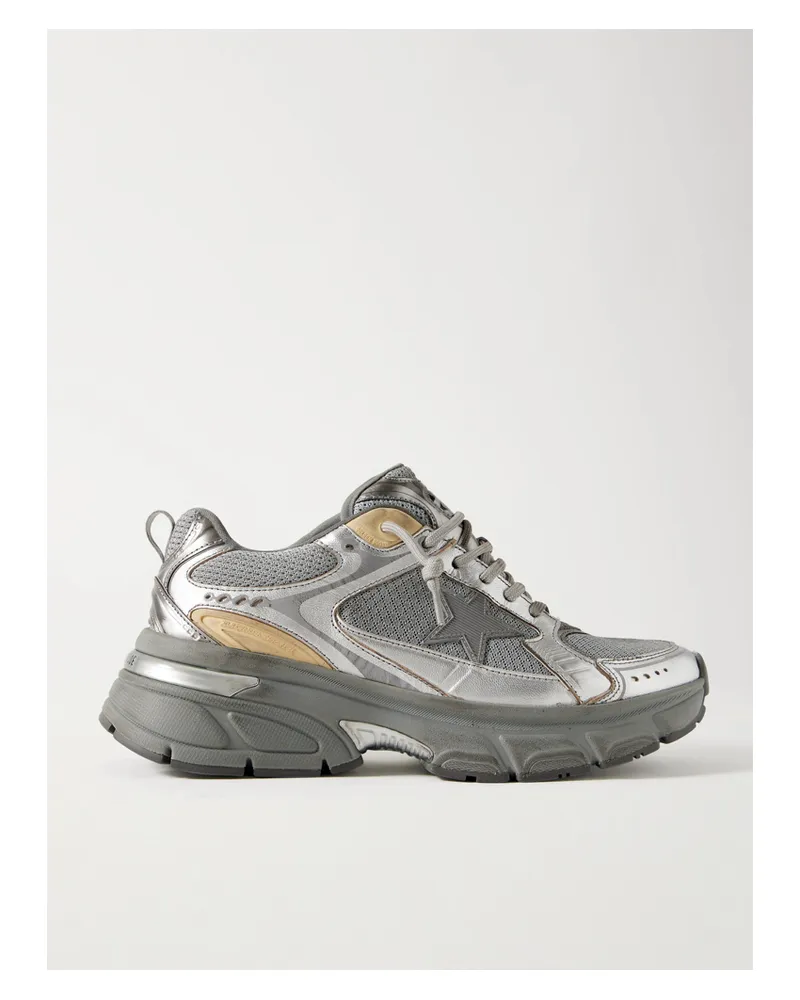 Golden Goose Lightstar Sneakers Aus Mesh Mit Besätzen Aus Metallic-leder Und Gummi - Silber Silber