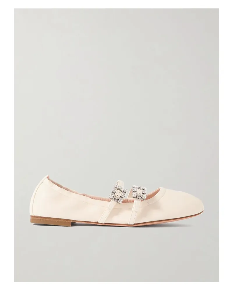 Roger Vivier Flache Schuhe Aus Leder Mit Kristallen - Wollweiß Wollweiß