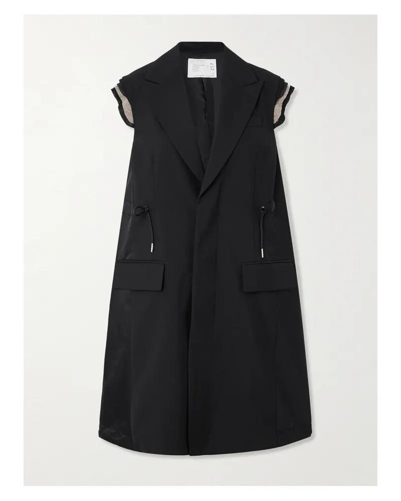 Sacai Canvas-trimmed Grain De Poudre And Shell Vest - Black Black